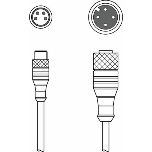 K-DS M12A-M8A-4P-0,3m-PVC - Соединительный кабель K-DS M12A-M8A-4P-0,3m-PVC - Соединительный кабель